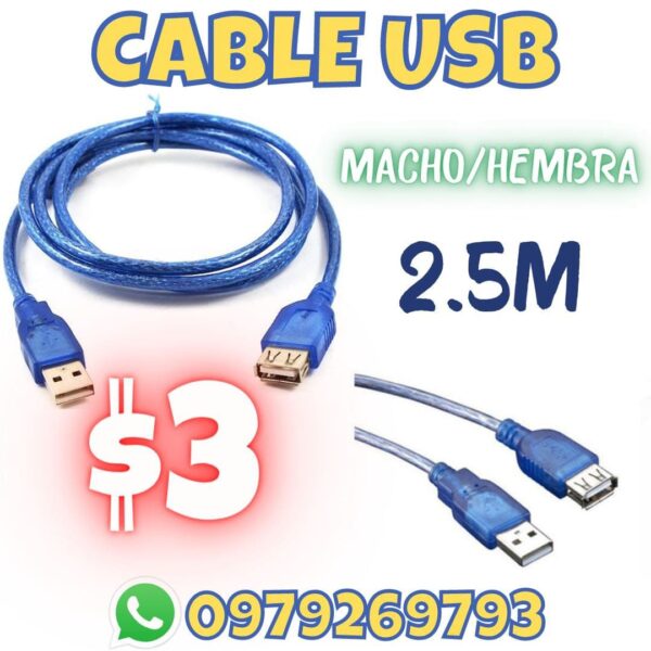 CABLE USB 2,5 METROS