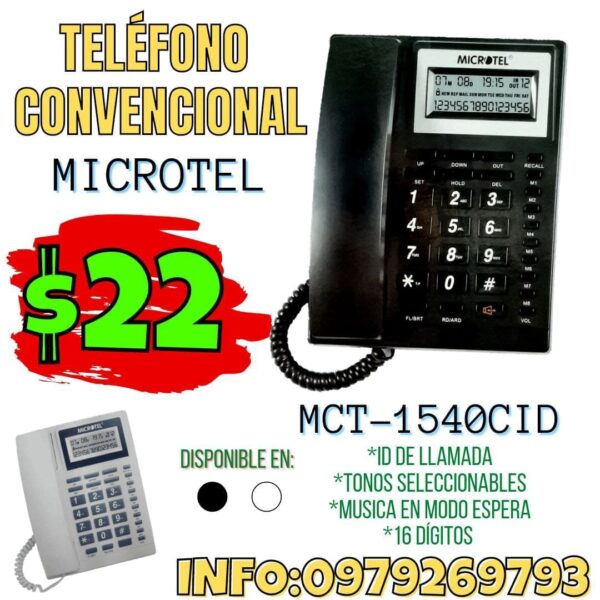 TELÉFONO CONVENCIONAL MICROTEL MCT 1540CID