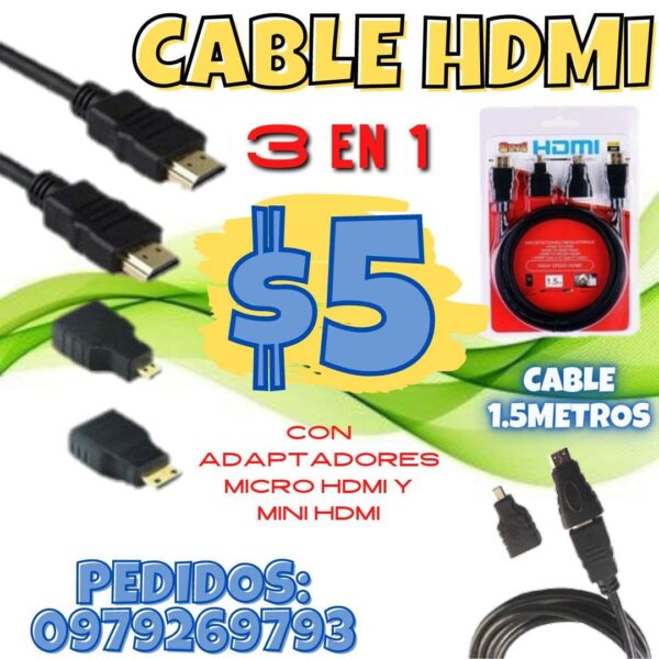 CABLE HDMI 3 EN 1