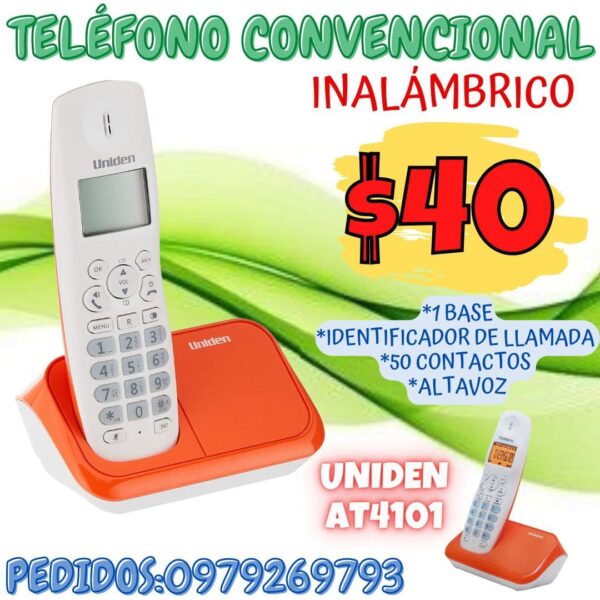 TELÉFONO CONVENCIONAL INALÁMBRICO UNIDEN AT 4101
