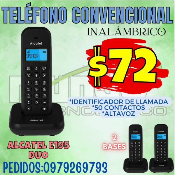 TELÉFONO CONVENCIONAL INALÁMBRICO ALCATEL E195 DUO