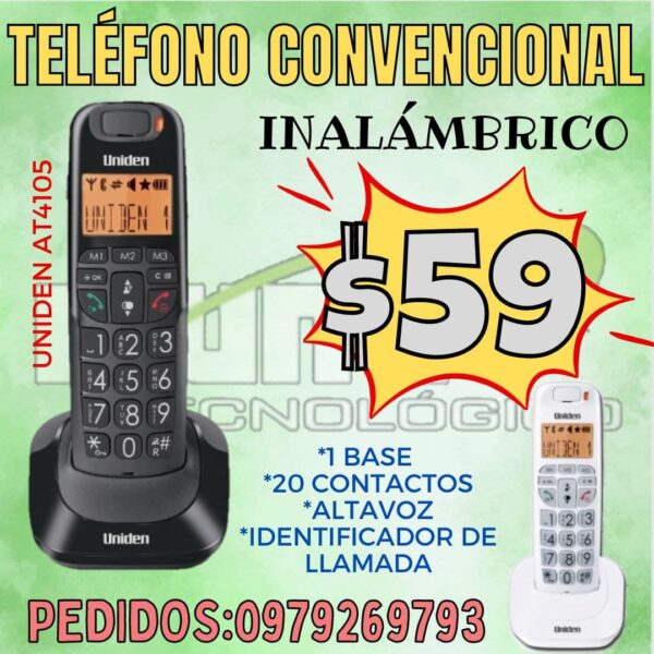 TELÉFONO CONVENCIONAL INALÁMBRICO UNIDEN AT 4105