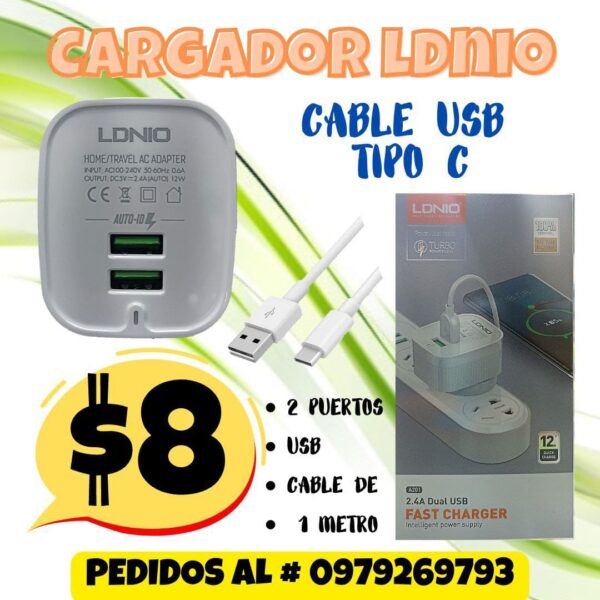 CARGADOR LDNIO CABLE USB TIPO C