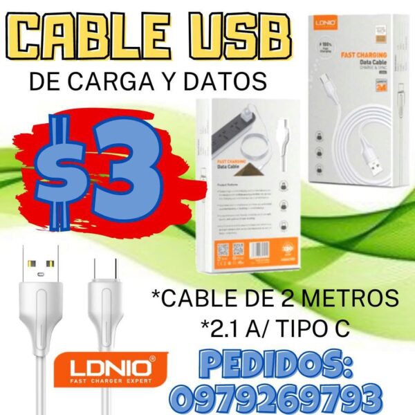 CABLE USB DE DATOS Y CARGA