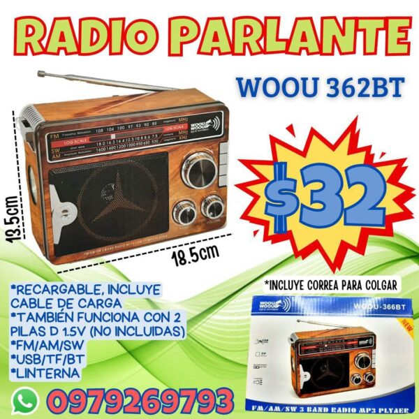 RADIO PARLANTE RECARGABLE WOOU 362BT