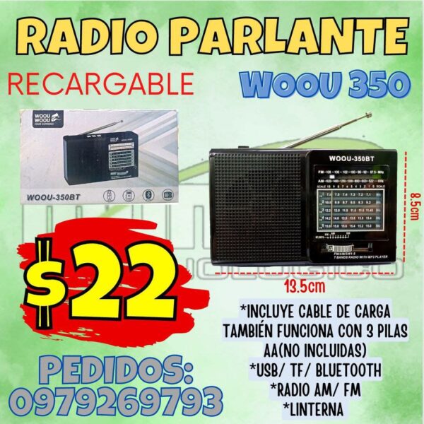 RADIO PARLANTE RECARGABLE WOOU 350