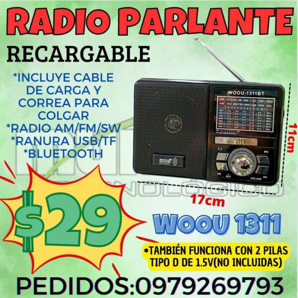 RADIO PARLANTE RECARGABLE WOOU 1311