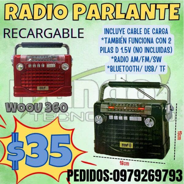 RADIO PARLANTE RECARGABLE WOOU 360