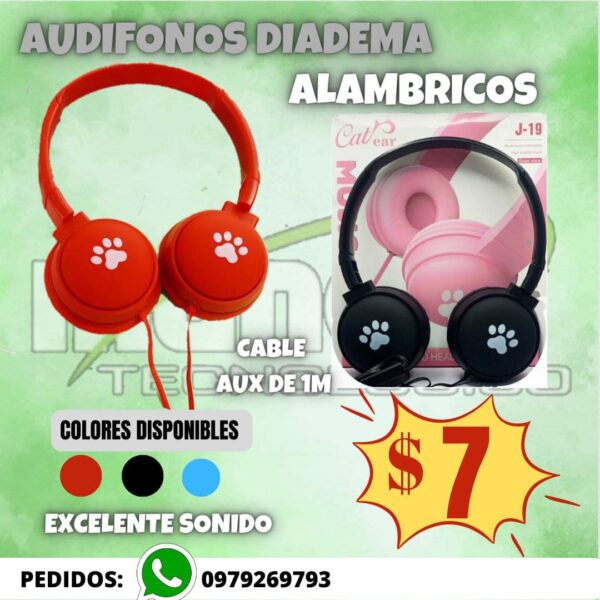 AUDÍFONOS DIADEMA CAT EAR J 19