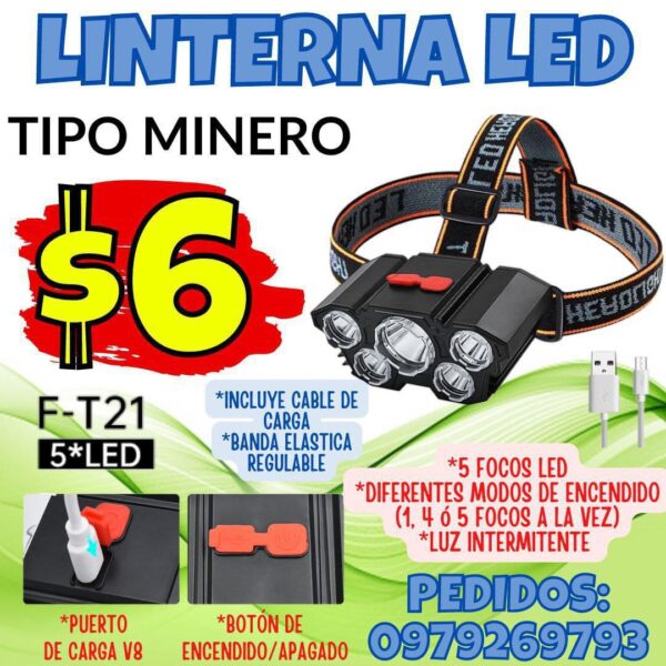 LINTERNA LED TIPO MINERO F T21