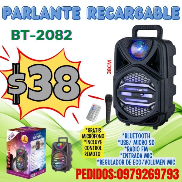 PARLANTE RECARGABLE BT 2082