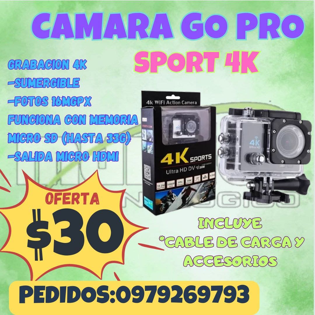 Cámara Go Pro Sport 4k Ultra HD - Celulares Ecuador