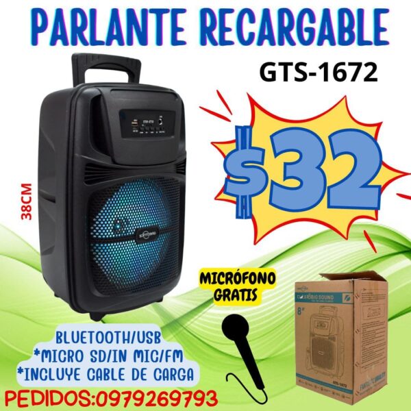 PARLANTE RECARGABLE GTS 1672