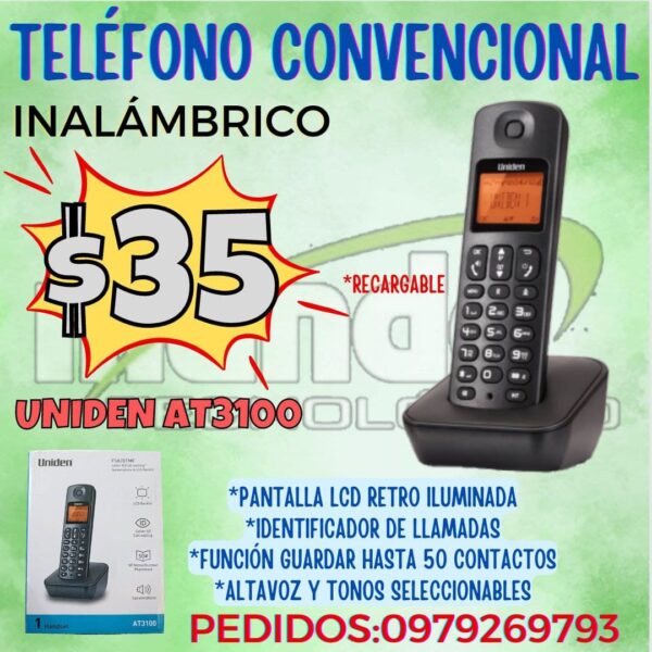 TELÉFONO CONVENCIONAL INALÁMBRICO UNIDEN AT3100